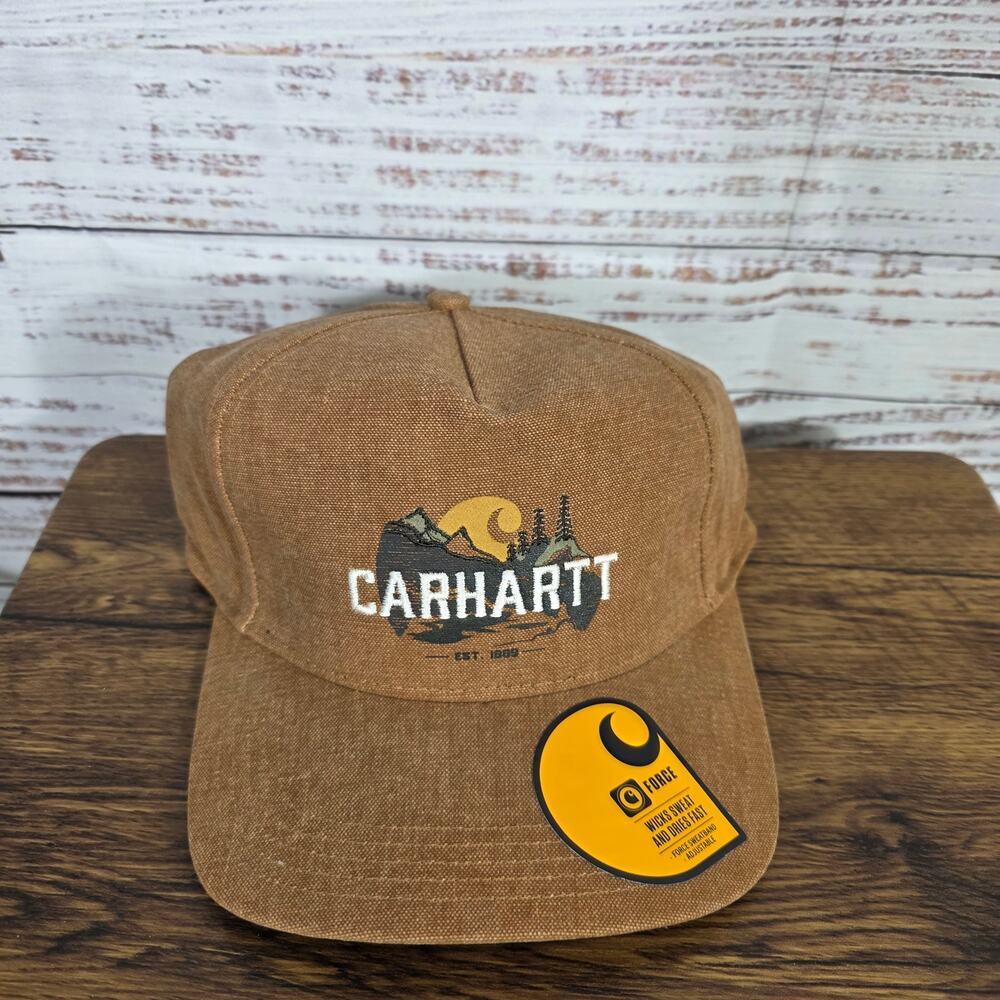 Carhartt Brown Canvas Snapback Hat Outdoor Logo Men's Cap One Size